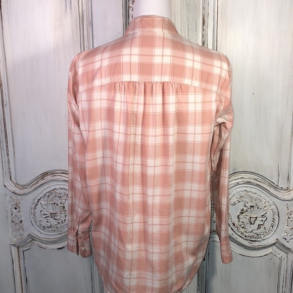 MADEWELL Dusty Peach Plaid Flannel Long Sleeve Button Up Blouse Size XS - Picture 6 of 10